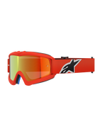 Alpinestars Vision Youth Corp Goggles, Jugend-Motocross-Brille, Orange mit rot verspiegelter Linse, schwarz-weißes Alpinestars-Logo auf dem Band, leistungsstarker Augenschutz für den Offroad-Rennsport