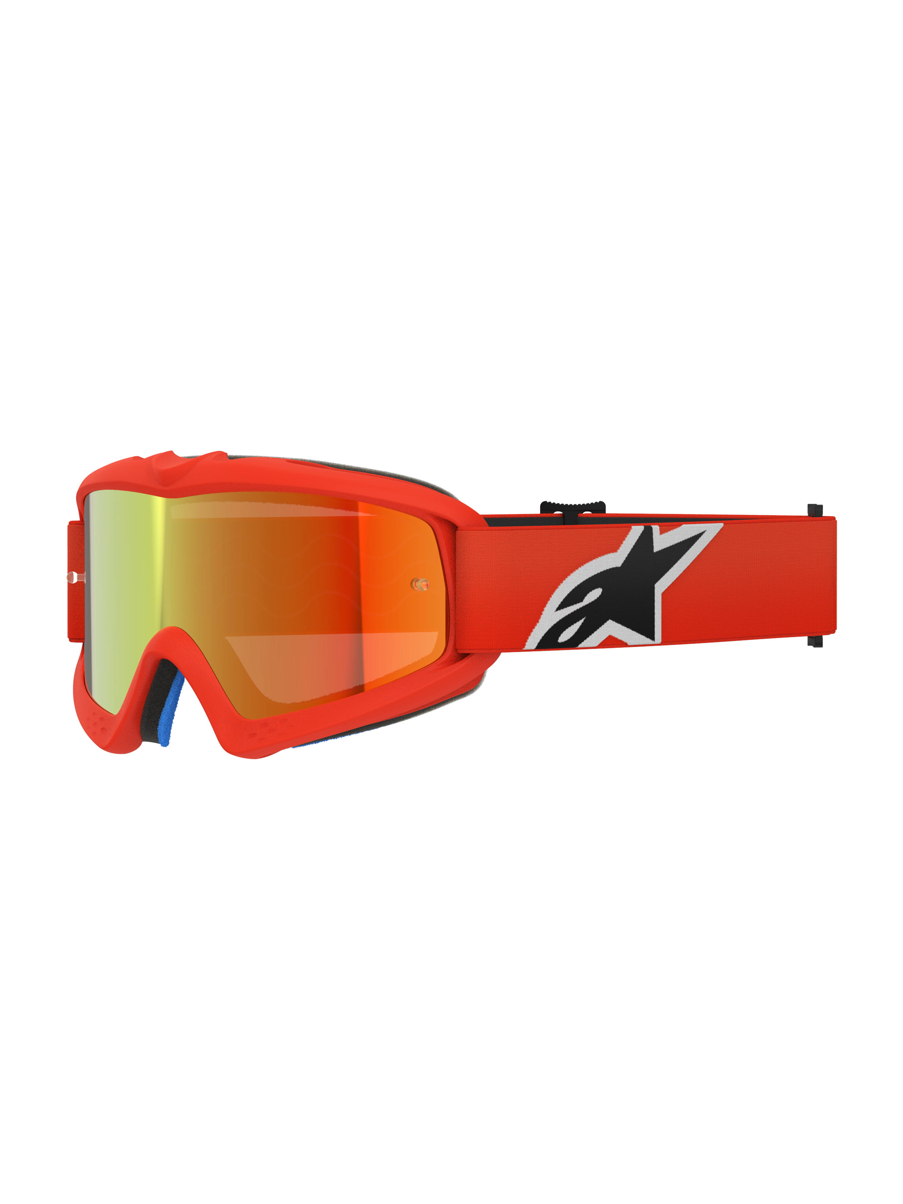 Alpinestars Vision Youth Corp Goggles, Jugend-Motocross-Brille, Orange mit rot verspiegelter Linse, schwarz-weißes Alpinestars-Logo auf dem Band, leistungsstarker Augenschutz für den Offroad-Rennsport