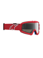 Alpinestars Vision Vesta Jugend-Schutzbrille, Motocross-Brille in Rot und Weiß, mit versilberter Spiegellinse und Astars-Logo.