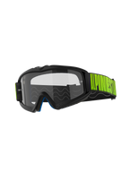 Alpinestars Vision Youth Hollow Goggles, Motocross Goggles, Charcoal frame with Clear anti-fog lens, Black strap with bold Fluo Yellow branding, blue inner foam, designed for young riders in off-road racing