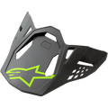 Alpinestars S-M8 Helmvisier Radium, Motorrad-Rennhelmvisier, Grau mit neongelbem Alpinestars-Logo, eckiges aerodynamisches Design mit Belüftungsausschnitten