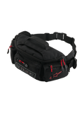 Alpinestars MM93 Hüfttasche, Motorrad-Gürteltasche, Schwarz mit roten Reißverschluss-Zippern, mehrere Reißverschlussfächer, verstellbarer Gurt mit Schnalle, mit rotem Alpinestars-Logo und grauem MM93-Branding, strapazierfähiges wasserabweisendes Textilmaterial