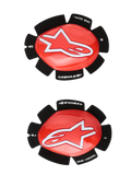 Alpinestars GP Plus Knee Sliders, Motorcycle Racing Knee Protection, Red and Black, White Star Logo, "ONE GOAL. ONE VISION." Branding, Velcro Attachment Pads, Left and Right Pair