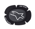 Alpinestars GP Sport Evo Knieschleifer, schwarz-weiße Motorrad-Rennsport-Knieschleifer, mit weißem Stern-Logo auf einem dunkelgrauen Mittelstück, fünfblättriges konturiertes Design mit „ONE GOAL ONE VISION“-Schriftzug, strapazierfähiger TPU-Schutz für Rennstrecke und sportliches Fahren
