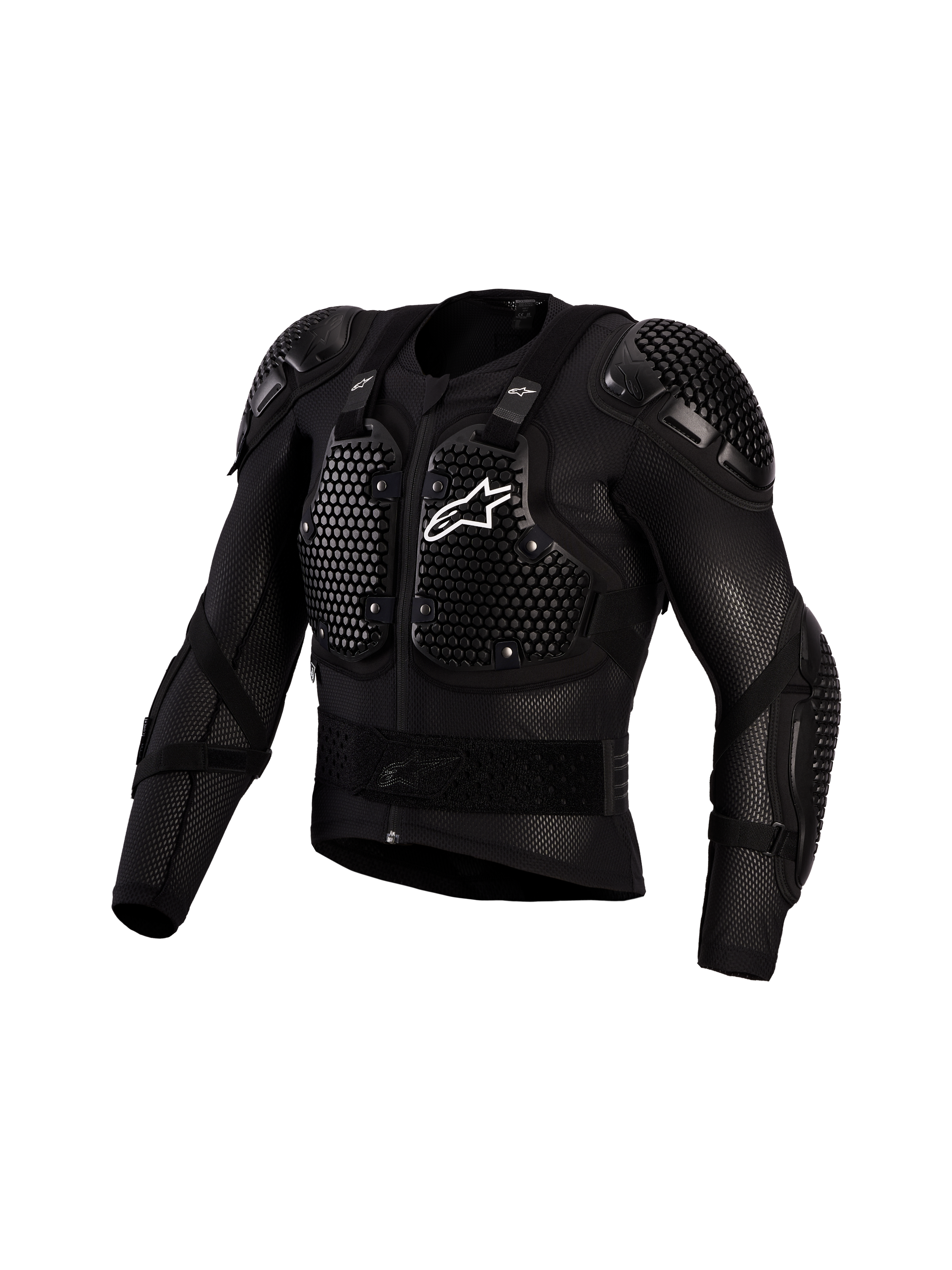Alpinestars Bionic Action V3 Protection Jacket, black and white motocross body armor with CE Level 1 A-Morph protectors.