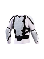 Alpinestars Bionic Action V3 Protection Jacket, White and Black motocross body armor with CE-certified A-Morph Technology protectors on back and elbows.
