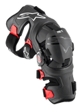 Alpinestars RK-7 Plasma Knee Brace, Motocross Knee Protector, Black with Red accents and white logos, ergonomic fiber-reinforced frame with adjustable straps and four-point hinge system, durable off-road protection gear