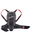 Alpinestars Nucleon KR-Cell Protektor, Motorrad-Rückenprotektor, Rauchschwarz und Rot, mit perforierter Wabenstruktur und weißem Alpinestars-Logo, verstellbare rote Markengurte und ein schwarzer Hüftgurt, ergonomisches, belüftetes Design