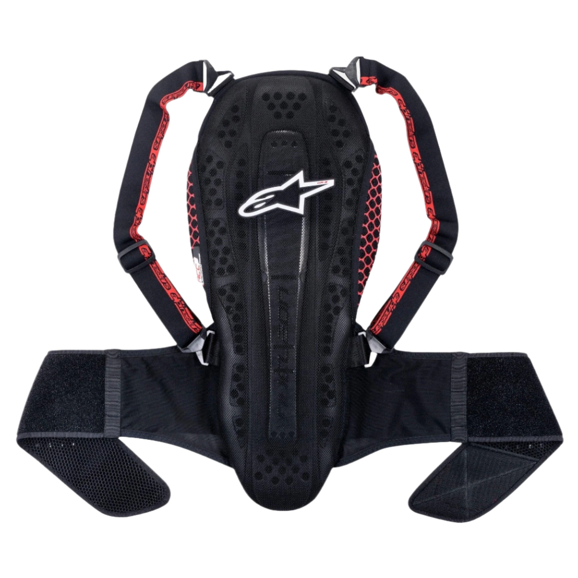 Alpinestars Nucleon KR-2 Rückenprotektor, Black Smoke Red, mit artikuliertem Wirbelsäulendesign, verstellbaren Schultergurten mit roten Akzenten und breitem Hüftgurt, leichter Wirbelsäulenschutz für Motorradfahrer