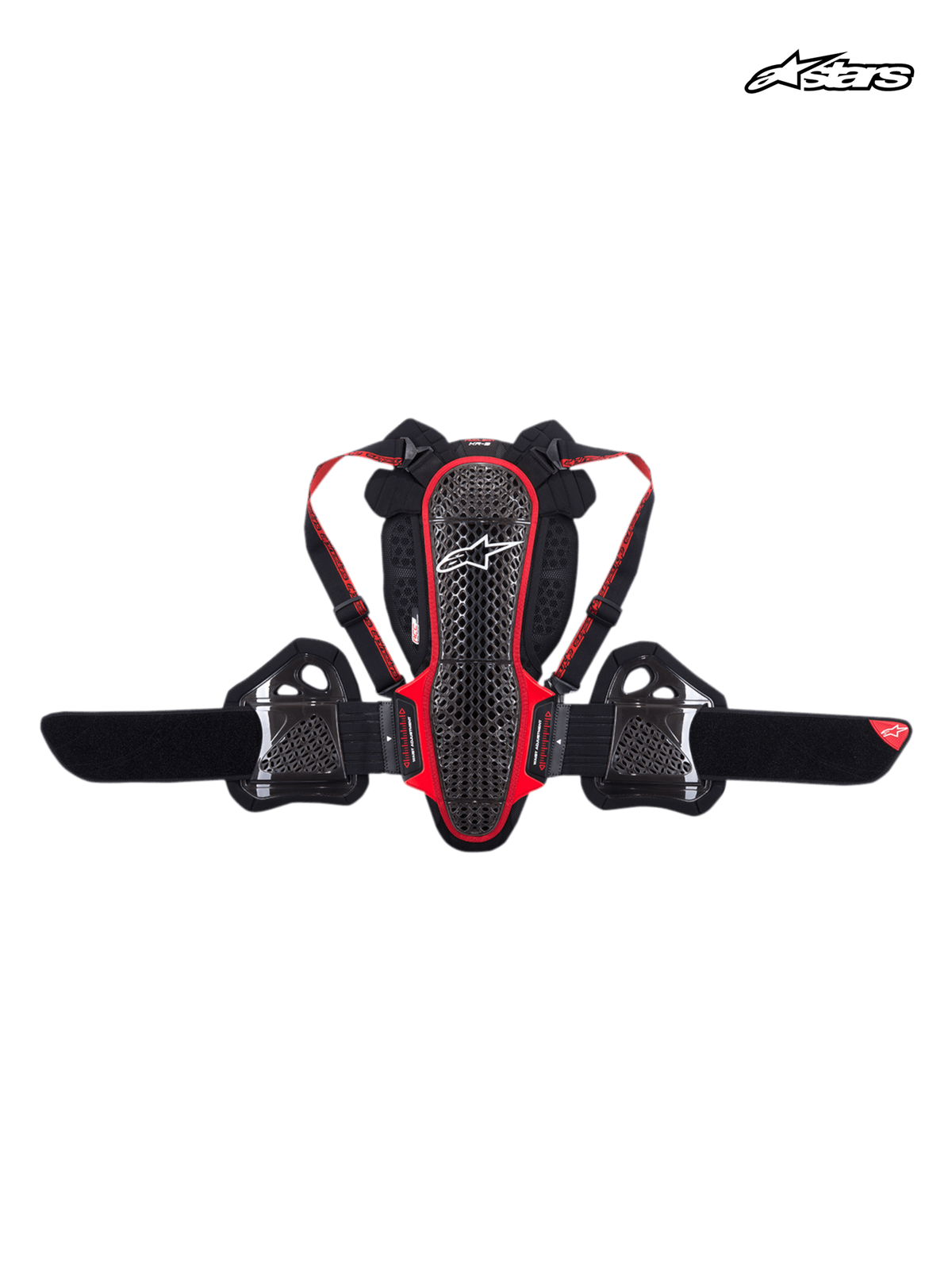 Alpinestars Nucleon KR-3 Rückenprotektor, CE-zertifizierter Motorrad-Rückenprotektor, Schwarz und Rot, Gitterstruktur-Schale mit verstellbaren Schultergurten und Nierengurt