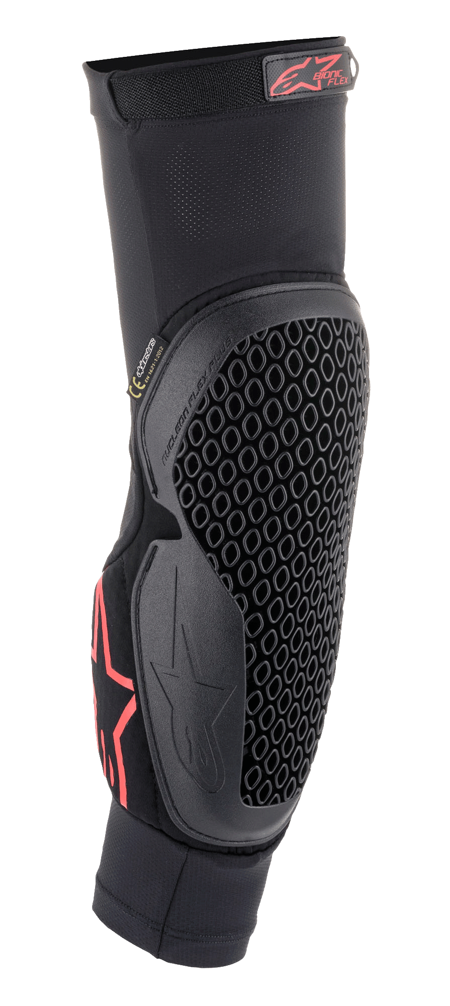 Alpinestars Bionic Flex Ellbogenschützer, Schwarz und Rot, Slip-on-Mesh-Ärmel mit flexibler Nucleon Flex Technologie in Wabenstruktur, rotes Alpinestars Logo, ergonomische Offroad-Motorrad-Schutzausrüstung