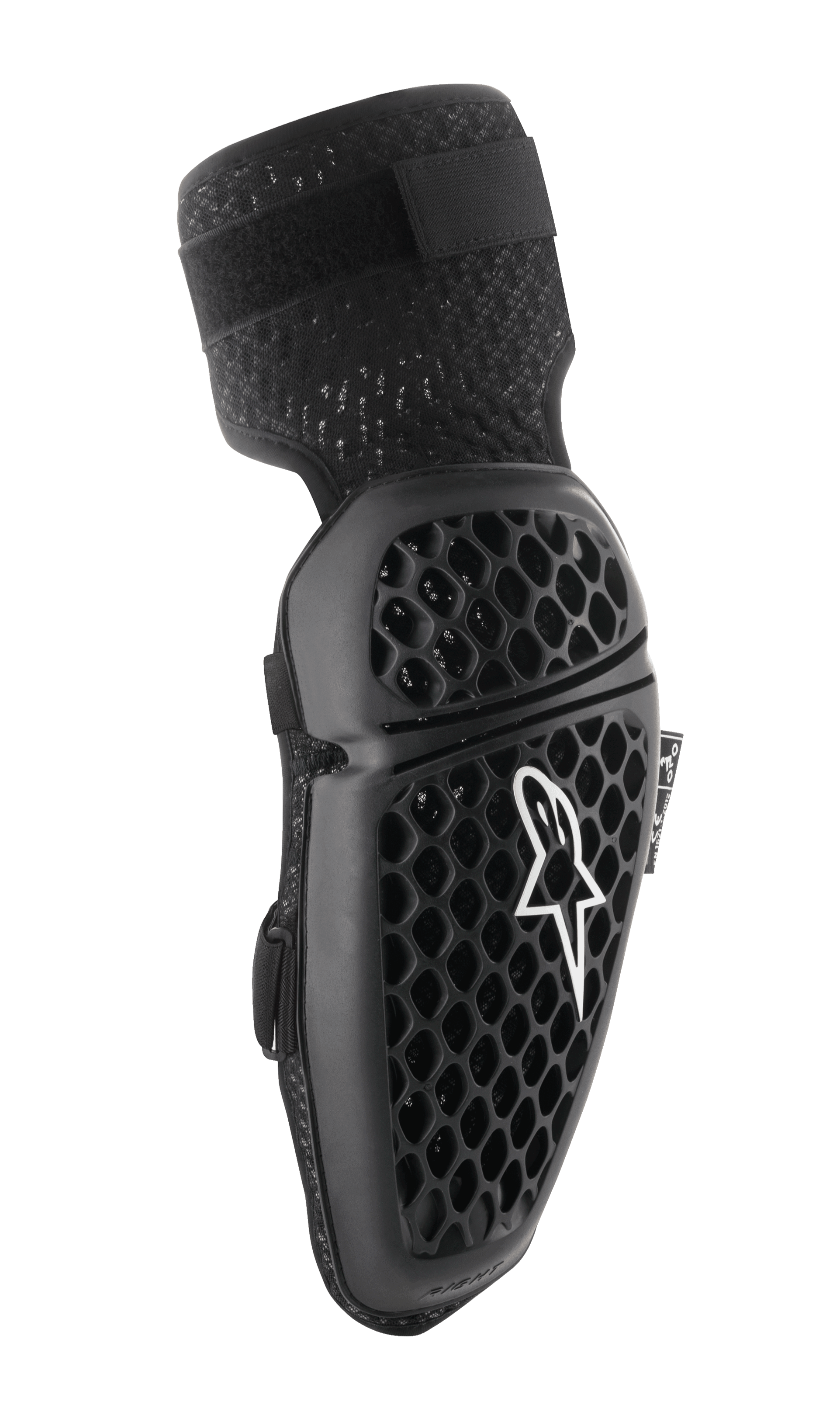 Alpinestars Bionic Plus Elbow Protectors, Black, Motocross Elbow Protection, Honeycomb Pattern for Ventilation, Ergonomic Curved Design, Textured Elastic Strap, CE Certified, Right Side View