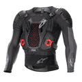 Alpinestars Bionic Plus V2 Protection Jacket, Motocross-Protektorenjacke, Schwarz und Anthrazitgrau mit roten Akzenten, Brustprotektor mit Wabenstruktur, gepolsterte Schultern und Ellbogen, atmungsaktives Mesh-Design für Offroad-Rennsport