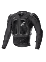 Alpinestars Bionic Action V2 Schutzjacke, Schwarz, mit Cell-Technology-Brust- und Ellbogenprotektoren im Wabenmuster, atmungsaktive Mesh-Konstruktion, weißes Alpinestars-Logo auf der Brust, Offroad-Motorradschutzausrüstung