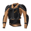 Alpinestars Bionic Action V2 Protection Jacket, Motorrad-Schutzjacke, Sand und Schwarz mit Tangerine-Akzenten, mit Brust- und Schulterplatten in Wabenstruktur-Cell-Technologie, atmungsaktive Mesh-Konstruktion, integrierter Nierengurt und verstellbare Riemen, CE-zertifiziert für Motocross und Offroad-Fahrten