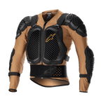 Alpinestars Bionic Action V2 Protection Jacket, Motorrad-Schutzjacke, Sand und Schwarz mit Tangerine-Akzenten, mit Brust- und Schulterplatten in Wabenstruktur-Cell-Technologie, atmungsaktive Mesh-Konstruktion, integrierter Nierengurt und verstellbare Riemen, CE-zertifiziert für Motocross und Offroad-Fahrten