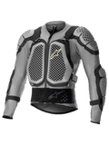 Alpinestars Bionic Action V2 Protection Jacket, Offroad-Motorrad-Protektorenjacke, Grau und Schwarz mit gelben Fluo-Akzenten, Brust- und Schulterschutz mit Wabenstruktur-Cell-Technologie, atmungsaktive Mesh-Konstruktion, verstellbare Riemen und ein sicherer Hüftgurt für Motocross und Enduro.