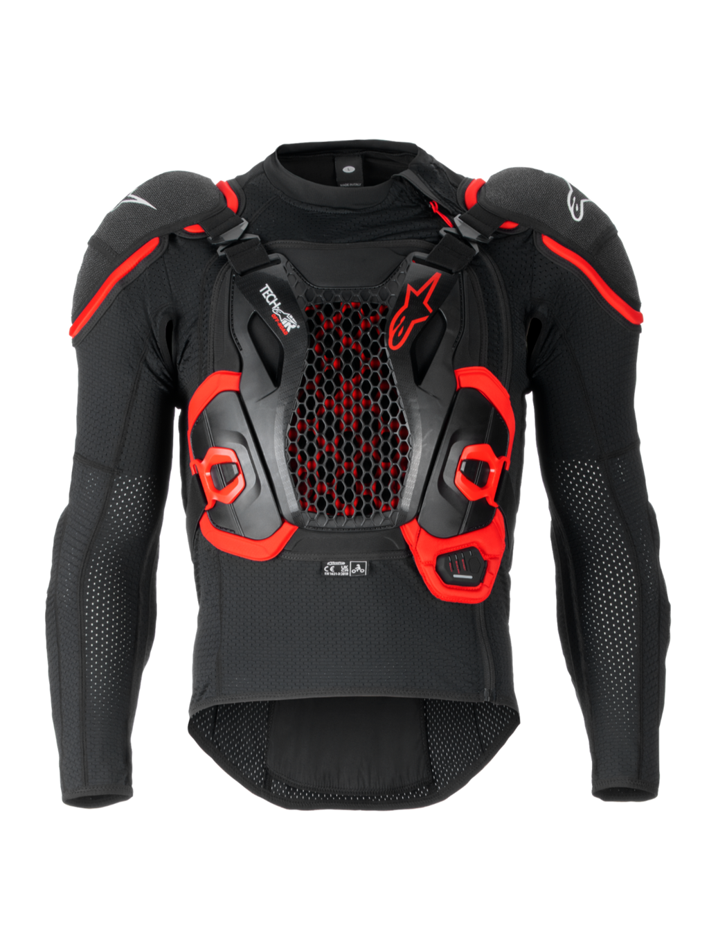 Alpinestars Tech-Air® Off-Road Airbag-System, FIM-homologiertes Offroad-Airbagsystem, Schwarz und Rot, Textilkonstruktion mit integriertem Nucleon CELL Brust- und Rückenprotektor