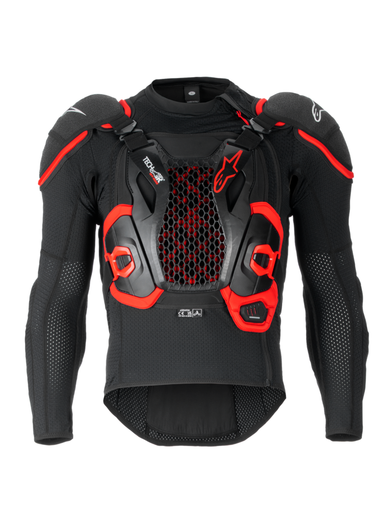 Alpinestars Tech-Air® Off-Road Airbag-System, FIM-homologiertes Offroad-Airbagsystem, Schwarz und Rot, Textilkonstruktion mit integriertem Nucleon CELL Brust- und Rückenprotektor