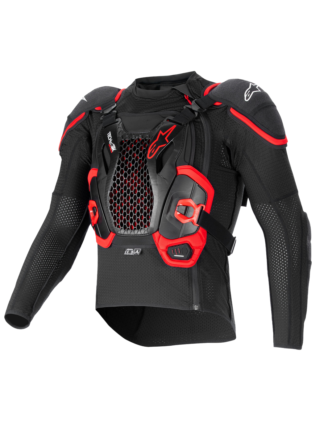 Alpinestars Tech-Air® Off-Road Airbag-System, Offroad-Schutzjacke mit integriertem Nucleon CELL Brust- und Rückenprotektor, Schwarz und Rot, CE-zertifiziert