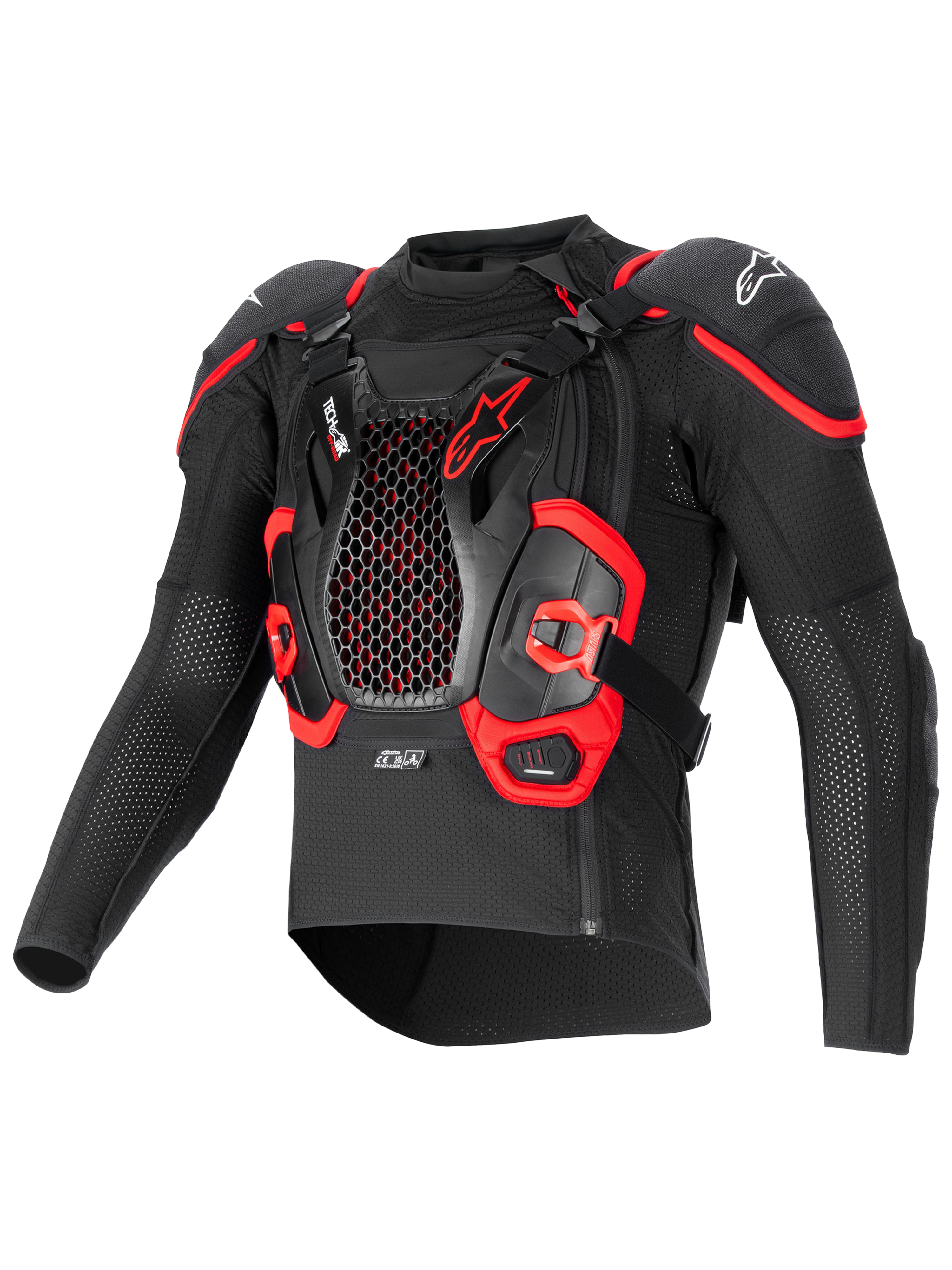Alpinestars Tech-Air® Off-Road Airbag-System, Offroad-Schutzjacke mit integriertem Nucleon CELL Brust- und Rückenprotektor, Schwarz und Rot, CE-zertifiziert