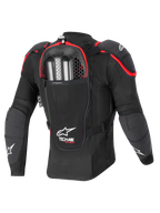 Alpinestars Tech-Air® Off-Road Airbag-System, Offroad-Motorrad-Airbag-Schutzjacke, Rückansicht, Schwarz und Rot, mit integriertem Nucleon CELL Rückenprotektor und Dual-Charge-Gasinflatoren