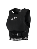 Alpinestars Woman Stella Plasma Brustprotektor, Motocross-Ausrüstung für Damen, Schwarz mit weißen Details, Mesh-Chassis im Sport-BH-Stil, mit weißem Stern-Logo auf der Brust und Marken-Unterband, verstellbare Seitenschnallen für einen sicheren Sitz