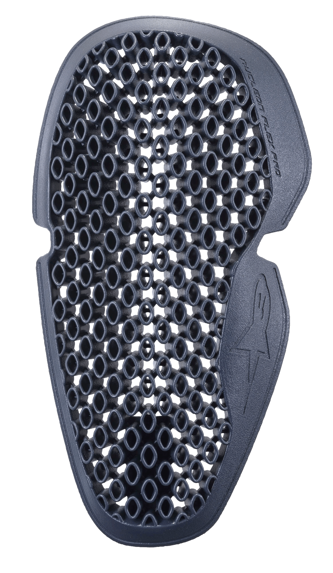 Alpinestars Nucleon Flex Pro Ellbogenprotektor, Anthrazitgrau, Wabenzellen-Belüftungsmuster, konturierte ergonomische Form mit geprägtem Logo, flexibler Aufprallschutzeinsatz für Motorradausrüstung