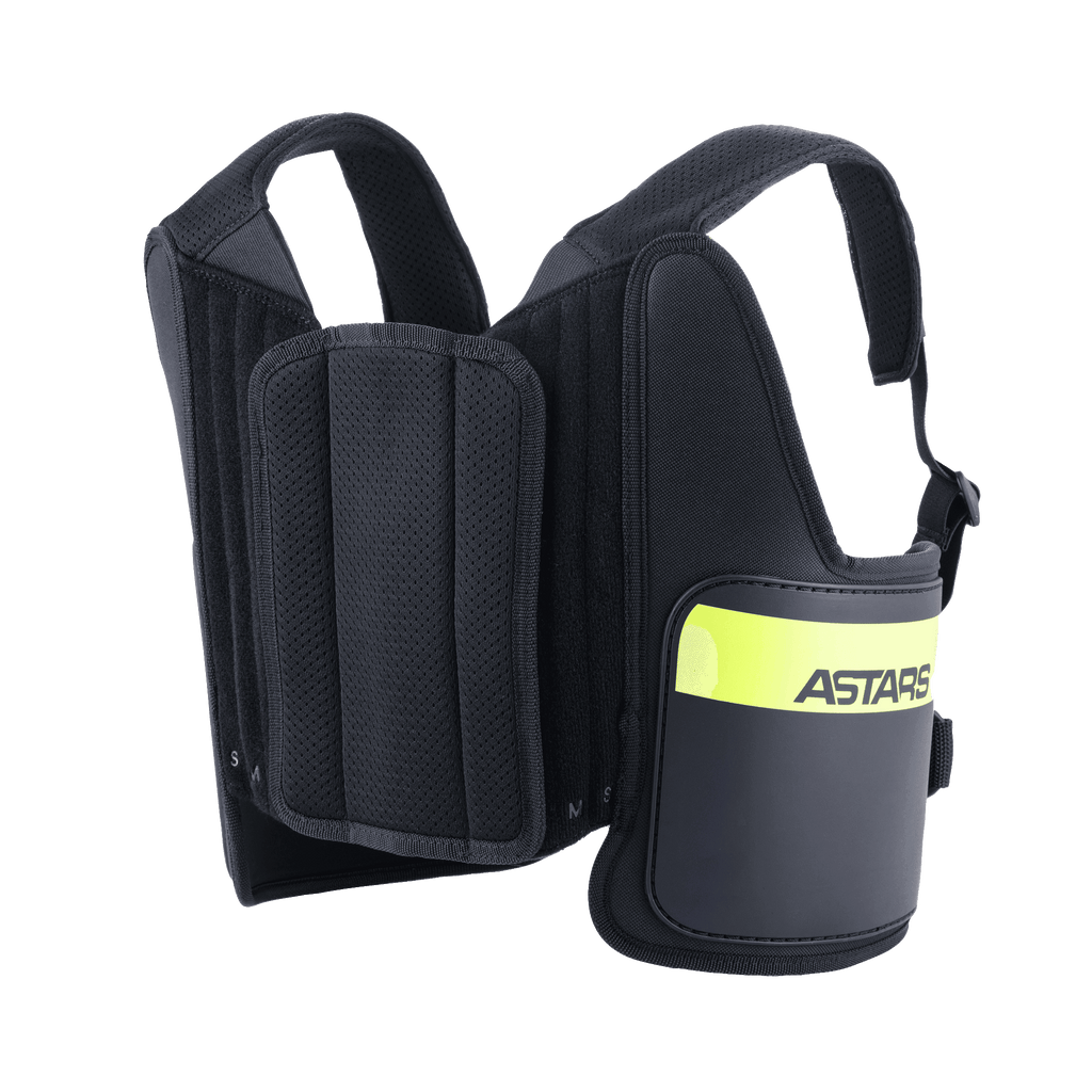 Alpinestars Bionic Rib Support, Karting-Rippenprotektor, Schwarz und Fluo-Gelb, mit ASTARS-Branding, verstellbaren Mesh-Gurten und mehrlagig gepolsterter Konstruktion für eine ergonomische Passform.