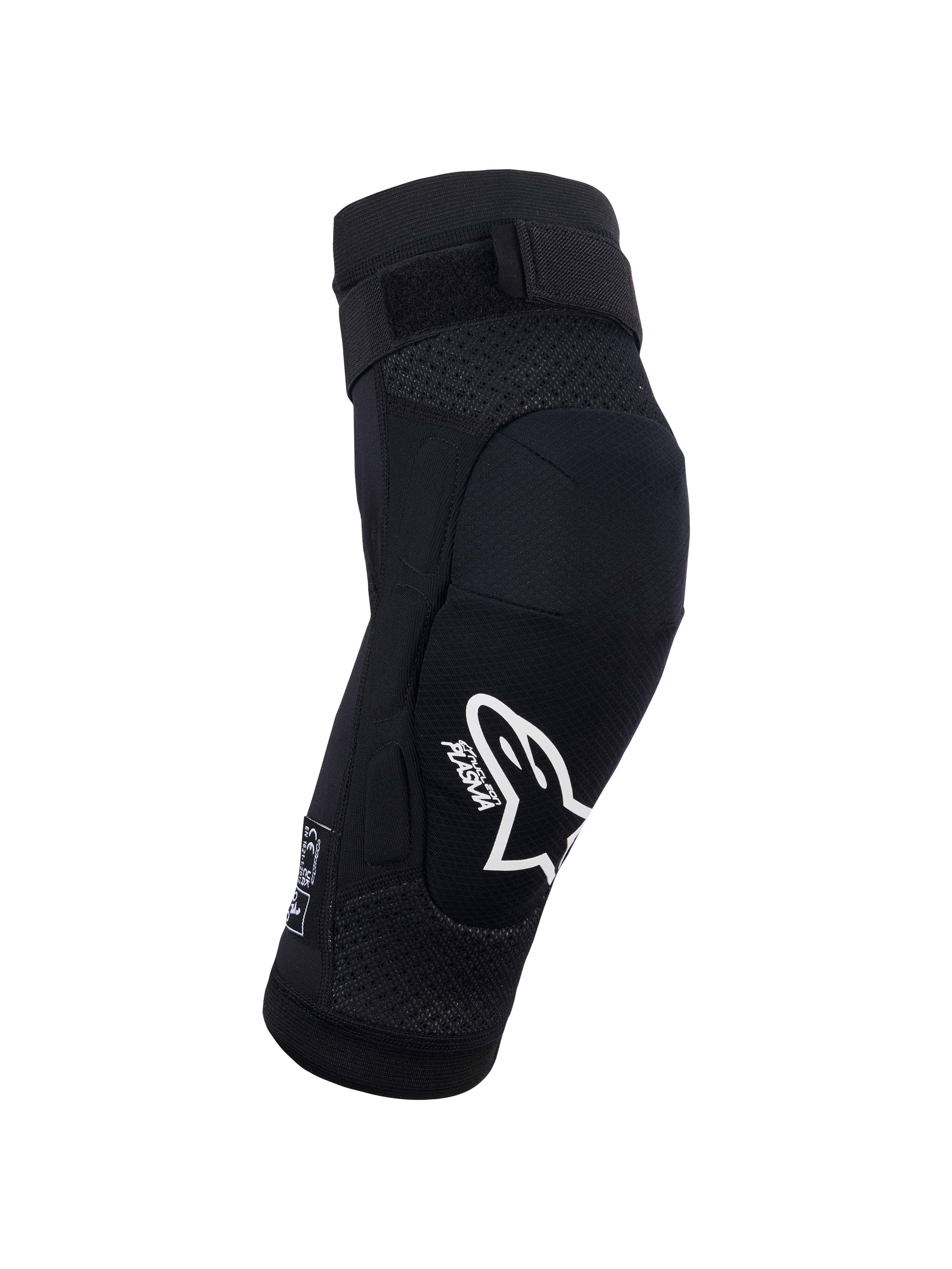 Alpinestars Bionic Plasma Jugend-Knieschützer, Schwarz, Motocross-Schutzausrüstung, weißes Alpinestars Logo und Plasma-Branding, 3D-Mesh-Chassis, verstellbarer oberer Riemen, ergonomisches konturiertes Design