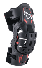 Alpinestars Bionic 5S Jugend-Knieorthese, Motocross-Knieschützer, Schwarz und Rot mit weißem Stern-Logo, gelenkiges Vier-Punkt-Scharniersystem, robuster Verbundrahmen mit verstellbaren Riemen, entwickelt für den Jugend-Offroad-Rennsport