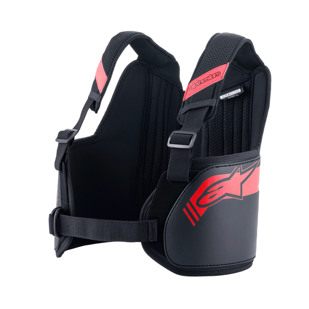 Alpinestars Youth Bionic Rib Support, Schwarz und Rot, Kart-Rippenprotektor, verstellbare 3D-Mesh-Schultergurte, Hardshell-Seitenpaneele mit rotem Stern-Logo, verstellbarer Taillengurt für eine sichere Passform
