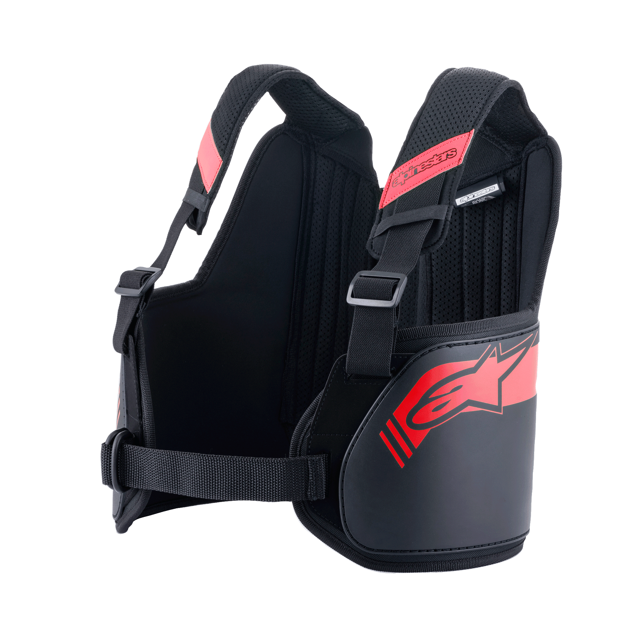 Alpinestars Youth Bionic Rib Support, Schwarz und Rot, Kart-Rippenprotektor, verstellbare 3D-Mesh-Schultergurte, Hardshell-Seitenpaneele mit rotem Stern-Logo, verstellbarer Taillengurt für eine sichere Passform