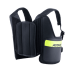 Alpinestars Youth Bionic Rib Support, Karting Rib Protector, Black and Yellow Fluo, featuring adjustable mesh shoulder straps, padded side panels with a bright yellow fluorescent band and ASTARS branding, ergonomic design for kart racing protection