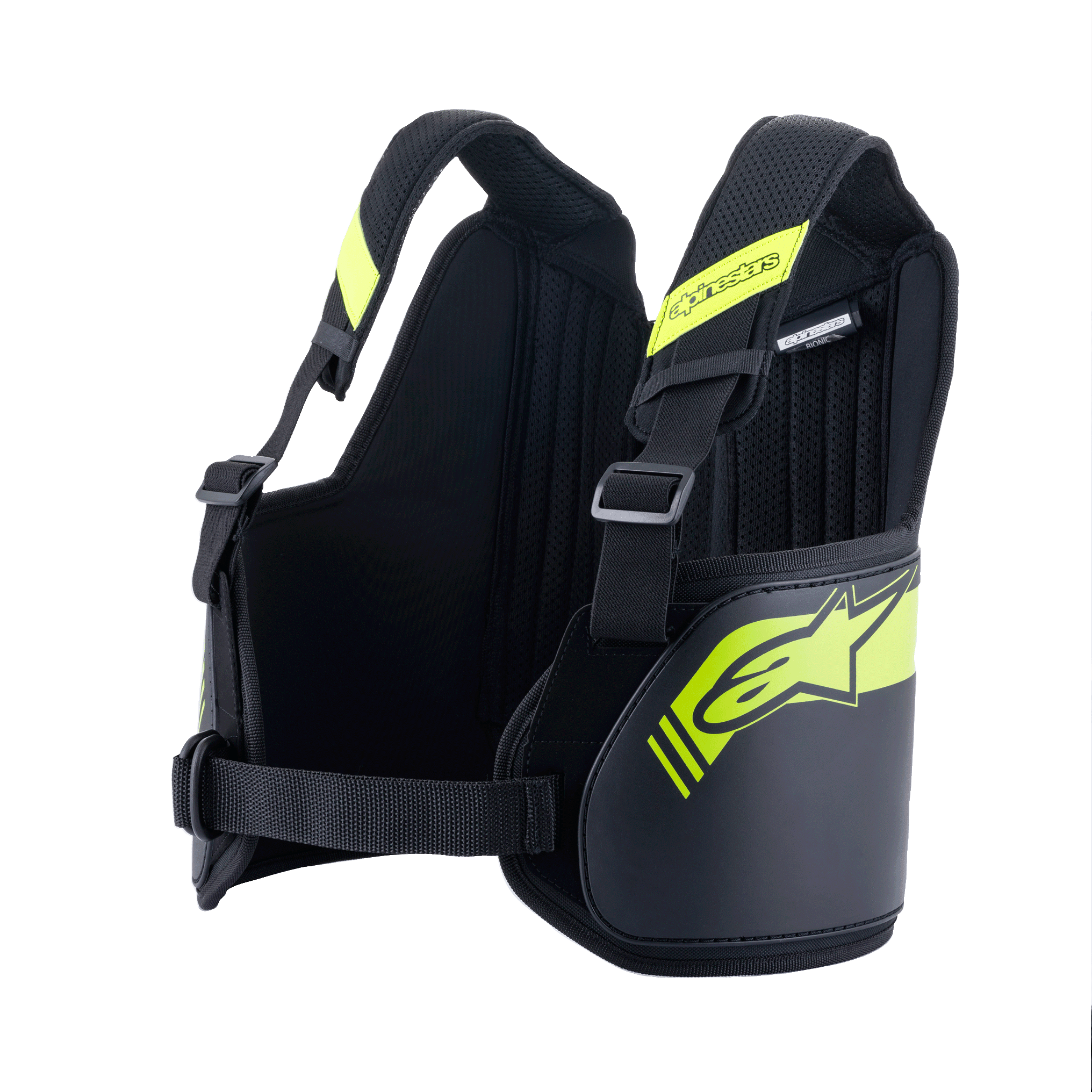 Alpinestars Youth Bionic Rib Support, Karting-Rippenschutz, Schwarz und Gelb Fluo, verstellbare Schultergurte und Rückenteil, ergonomische Protektoren mit doppelter Dichte und Fiberglaskern, atmungsaktives 3D-Mesh-Futter, Kart-Sicherheitsausrüstung für Jugendliche