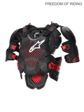 Alpinestars A-10 V2 Vollständiger Brustschutz, Motocross und Offroad Körperschutz für Herren, Anthrazit Schwarz und Rot, CE Level 2 zertifiziert, Polyeder-Hybrid-Technologie mit hochbelüfteter Struktur und integrierten Schulterprotektoren für maximalen Aufprallschutz.