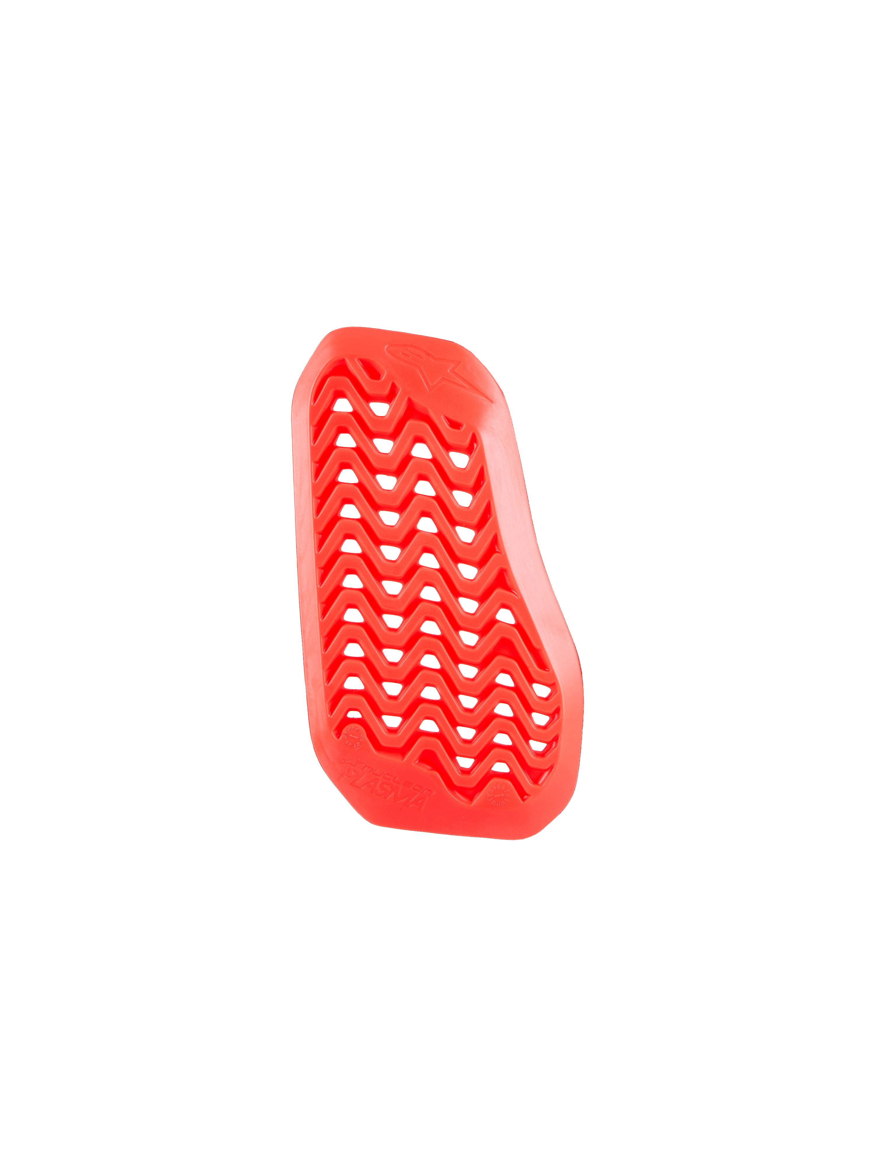 Alpinestars Nucleon Plasma Divided Chest Protector Insert, Red, right side piece, featuring a zigzag perforated design for airflow, lightweight and flexible bio-based impact material