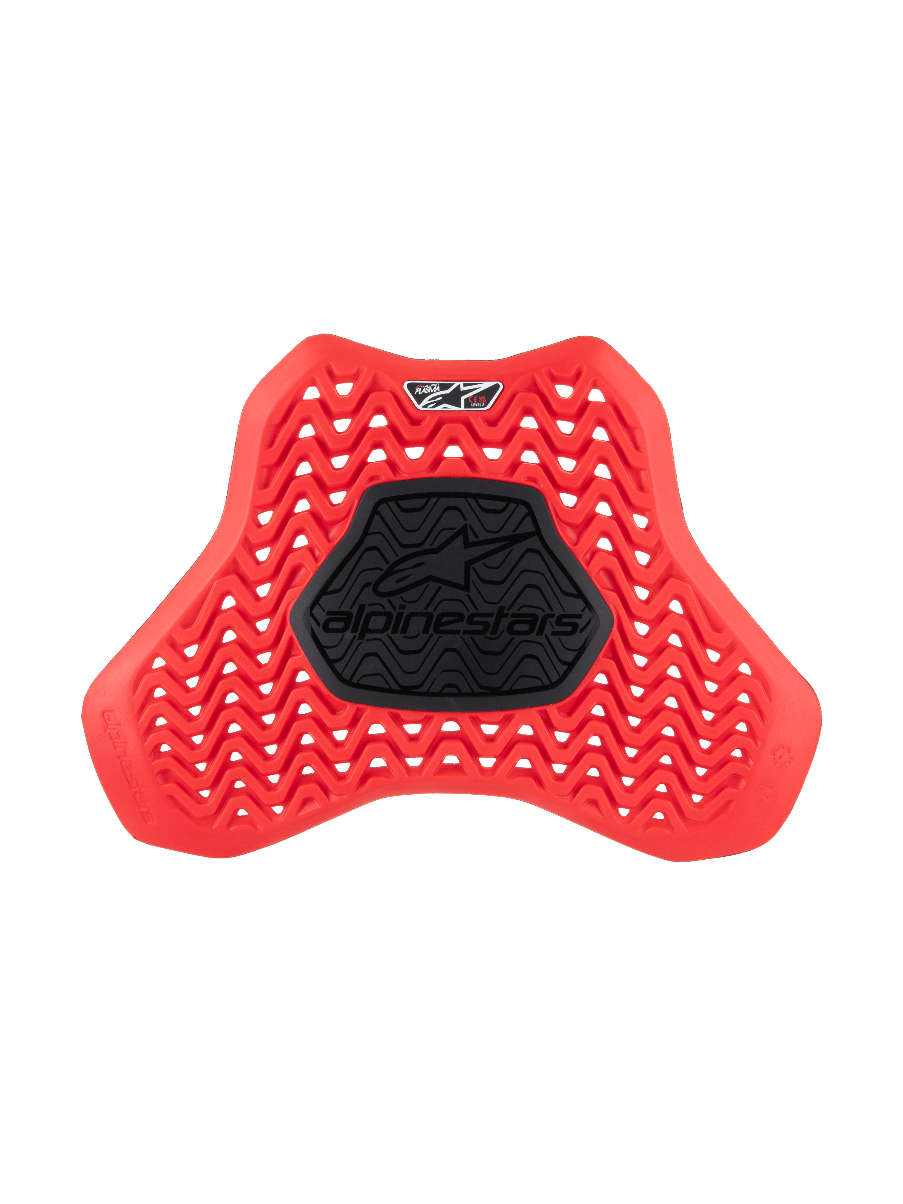 Alpinestars Nucleon Plasma Full Chest Protector Insert, Motorrad-Brustprotektor, Rot und Schwarz, mit wellenförmigem Belüftungsmuster für Luftzirkulation, zentraler schwarzer halbstarre Zone mit Alpinestars-Logo, ergonomisches Schild-Design für Aufprallschutz