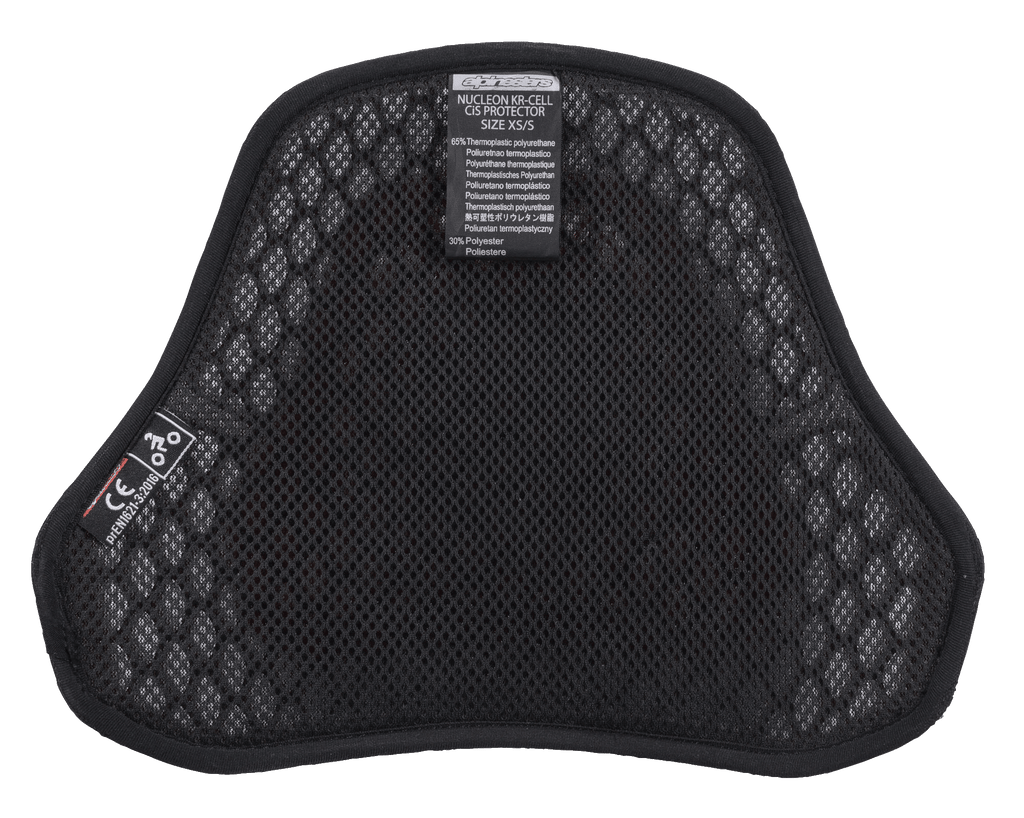 Alpinestars Nucleon KR Cell CiR Protektoren, Motorrad-Brustprotektor, schwarze Airmesh-Innenseite mit Wabenmikrostruktur, mit CE-Zertifizierungsetikett und weichem Futter für Atmungsaktivität und Komfort