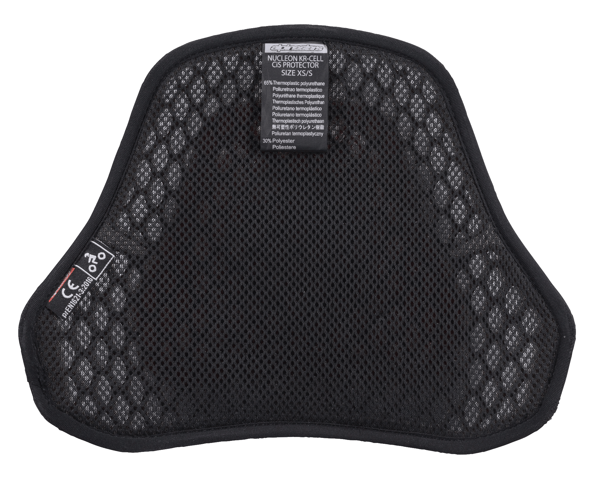 Alpinestars Nucleon KR Cell CiR Protektoren, Motorrad-Brustprotektor, schwarze Airmesh-Innenseite mit Wabenmikrostruktur, mit CE-Zertifizierungsetikett und weichem Futter für Atmungsaktivität und Komfort