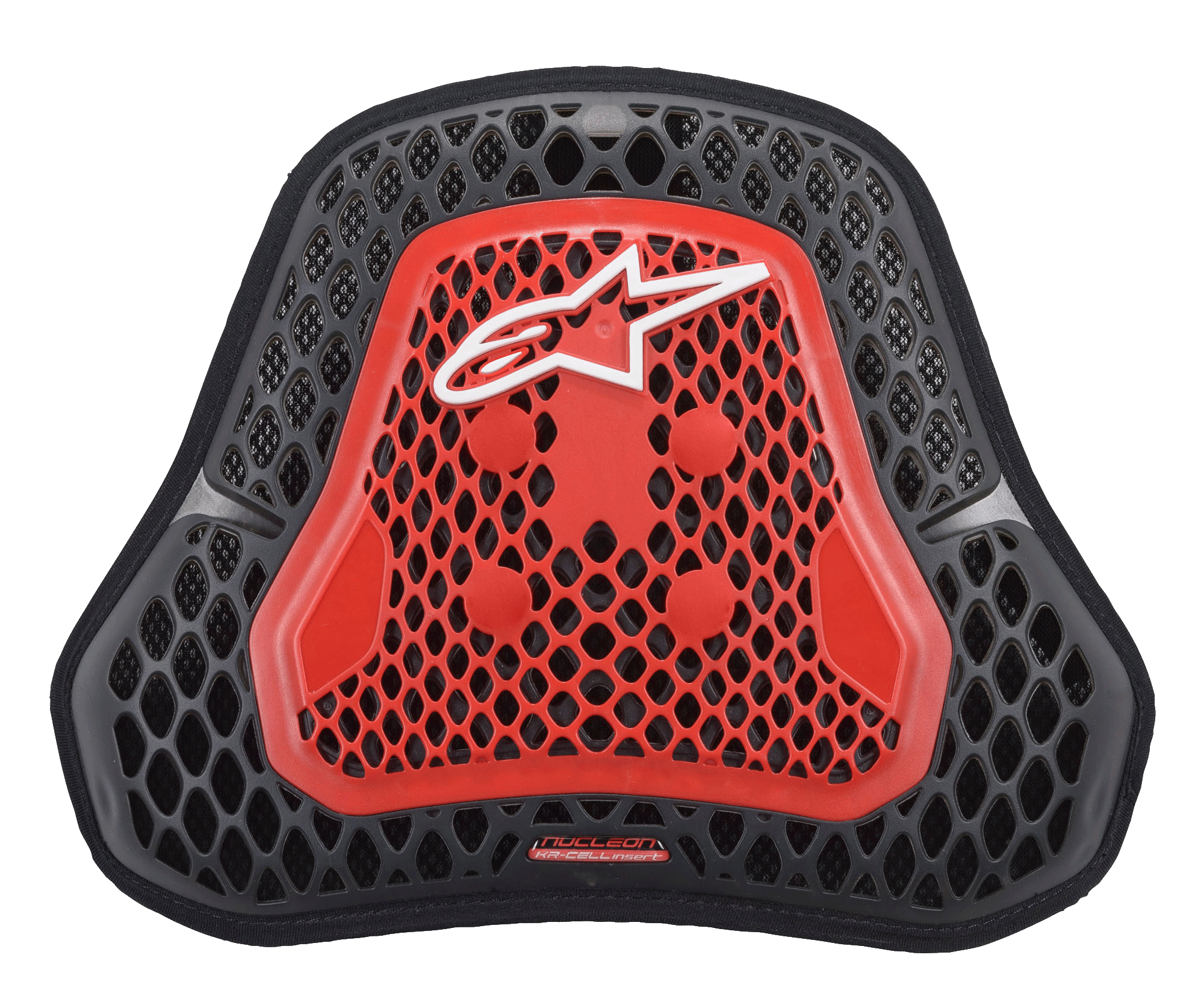 Alpinestars Nucleon KR Cell Cir Protektor, Motorrad-Brustprotektor, Transparentes Rauchrot und Schwarz, wabenförmige CELL-Struktur, weißes Alpinestars-Logo, leichte belüftete Schutzausrüstung