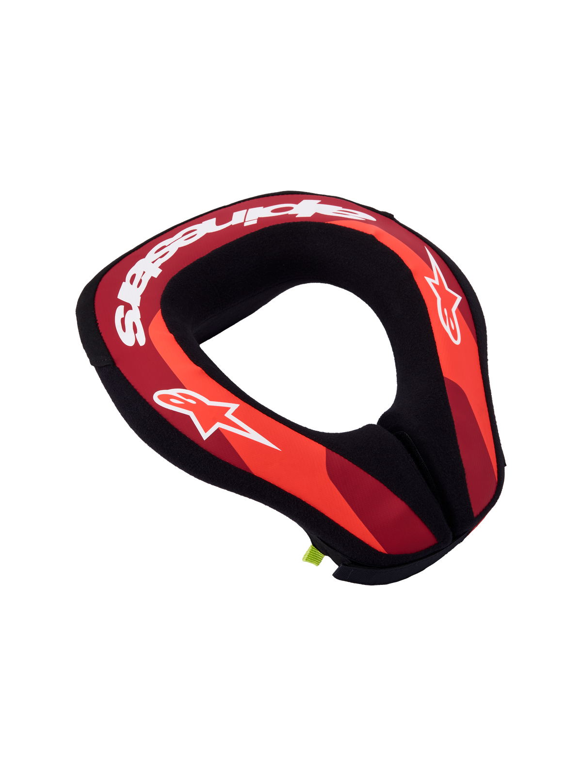 Alpinestars Sequence Jugend-Nackenprotektor, rot-schwarzer Motocross-Nackenschutz für Kinder mit weißen Logos.