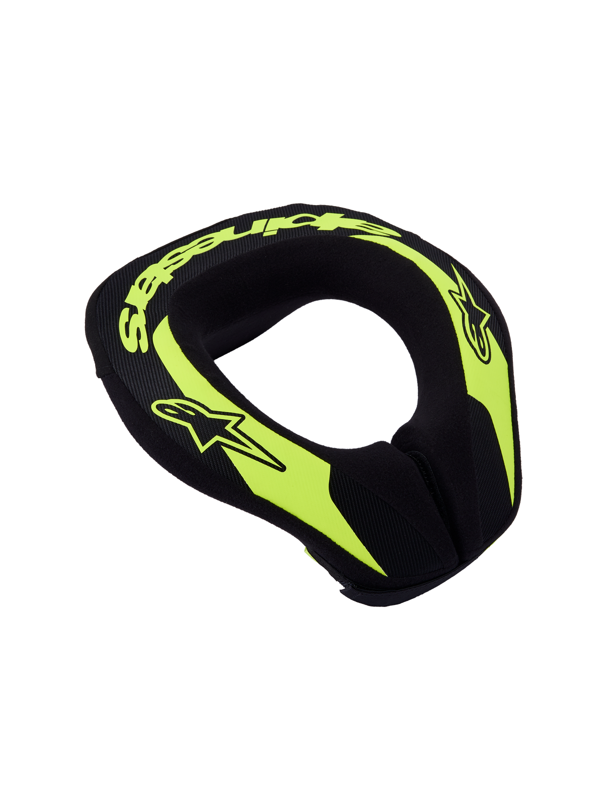 Alpinestars Sequence Jugend-Nackenprotektor, Motocross und Karting Schutzausrüstung, Schwarz und Gelb Fluo, ergonomisches Design mit weichem Riemenverschluss.
