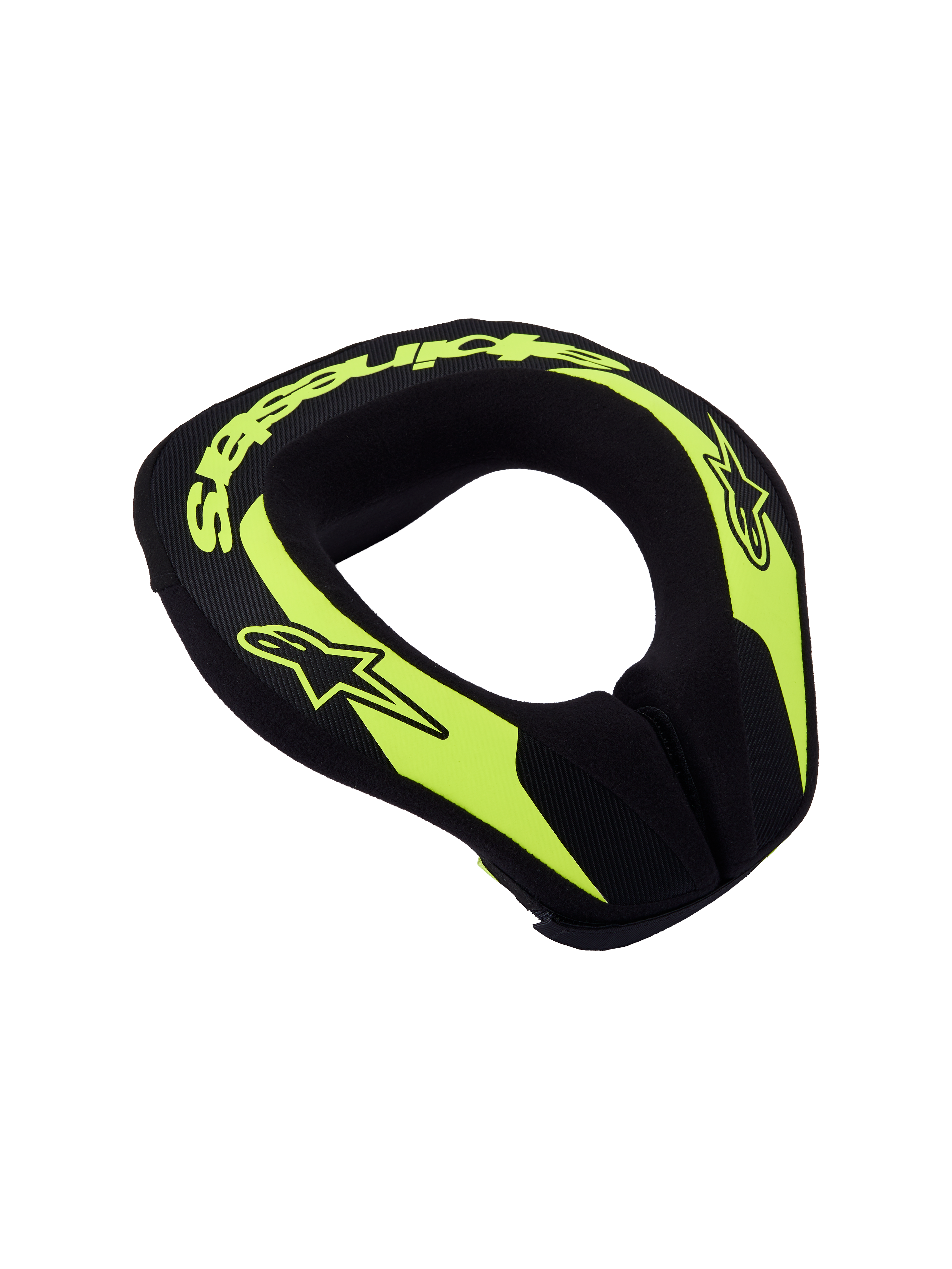 Alpinestars Sequence Jugend-Nackenprotektor, Motocross und Karting Schutzausrüstung, Schwarz und Gelb Fluo, ergonomisches Design mit weichem Riemenverschluss.