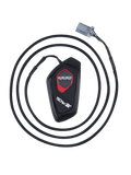 Alpinestars Tech-Air® 7X LED-Anzeige, schwarze tropfenförmige elektronische Steuereinheit mit roter Umrandung, drei runde LED-Anzeigen, geflochtenes Kabel mit grauem Stecker, Anzeigemodul für Motorrad-Airbagsysteme