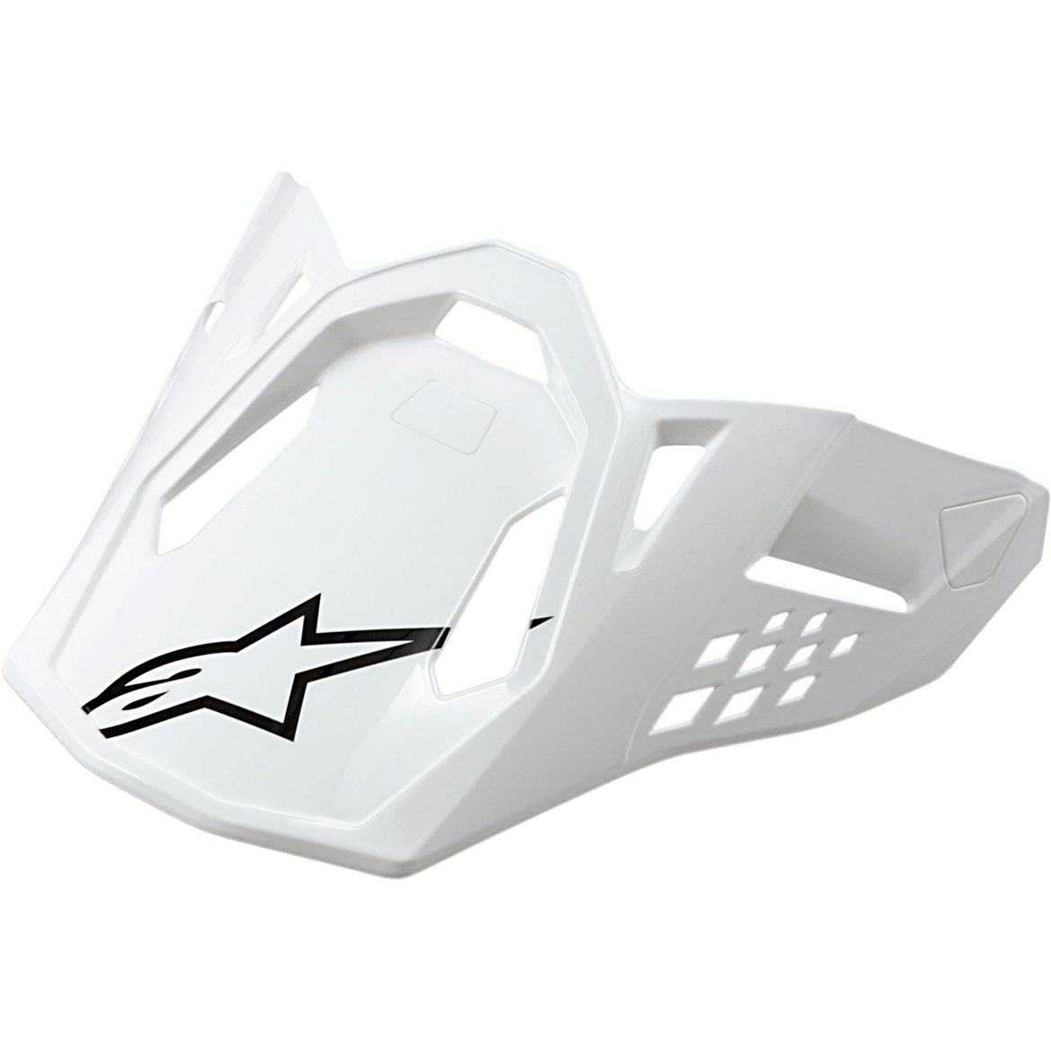 Alpinestars Supertech M10/M8 Visier, Motorradhelm-Visier, Weiß glänzend mit schwarzem Stern-Logo, kantiges Design mit Belüftungsöffnungen, aerodynamische Konstruktion