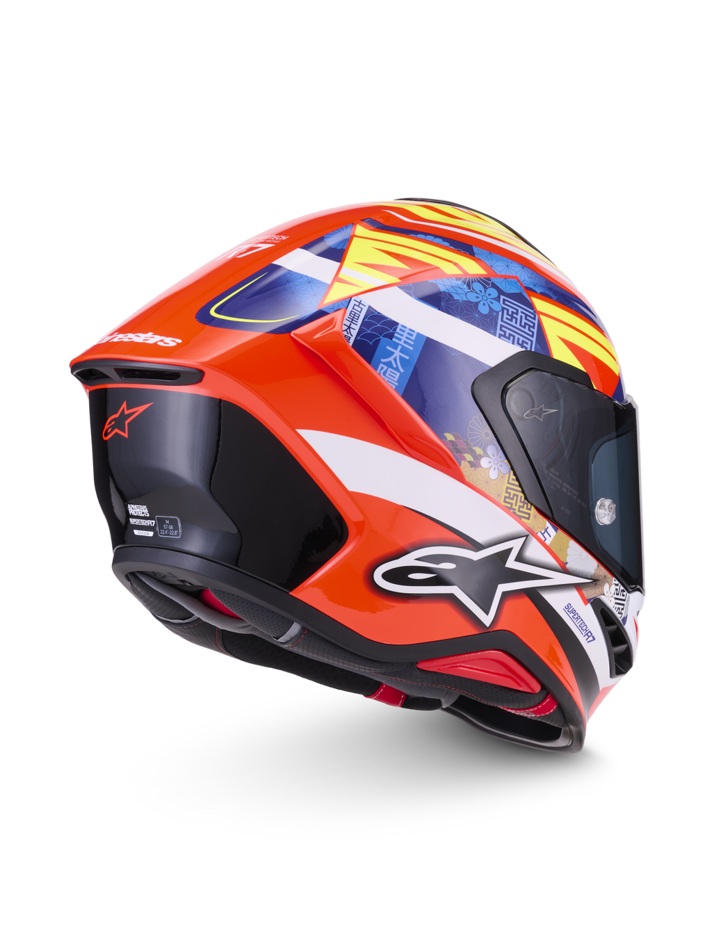 Alpinestars S-R7 Taiyo Furusato Helmet ECE 22.06, full face motorcycle racing helmet, Red, White, Blue and Yellow, multi-composite shell, ECE certified