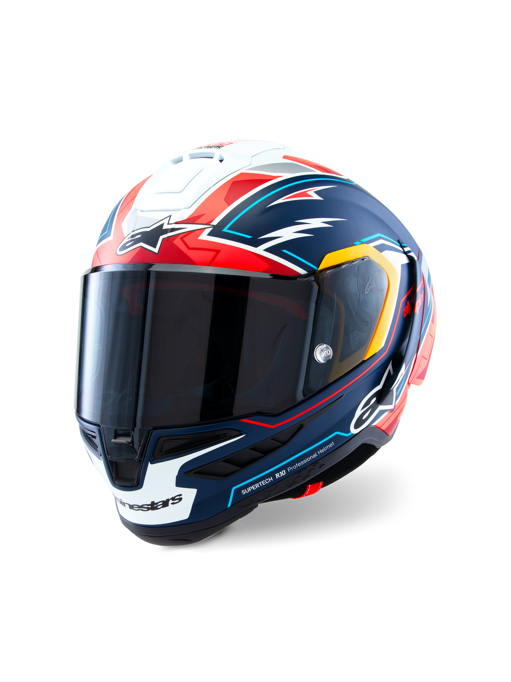 Alpinestars Supertech R10 Acosta Limited Edition Helmet, Motorcycle Racing Helmet, Blue Red White Matt, ECE and FIM certified carbon composite construction with Optical Class 1 visor