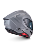 Alpinestars S-R7 Helm, Motorradhelm, Glänzend Grau, ECE 22.06-zertifiziert, Kohlefaserverbundkonstruktion mit aerodynamischem Heckspoiler und Alpinestars-Logo-Branding