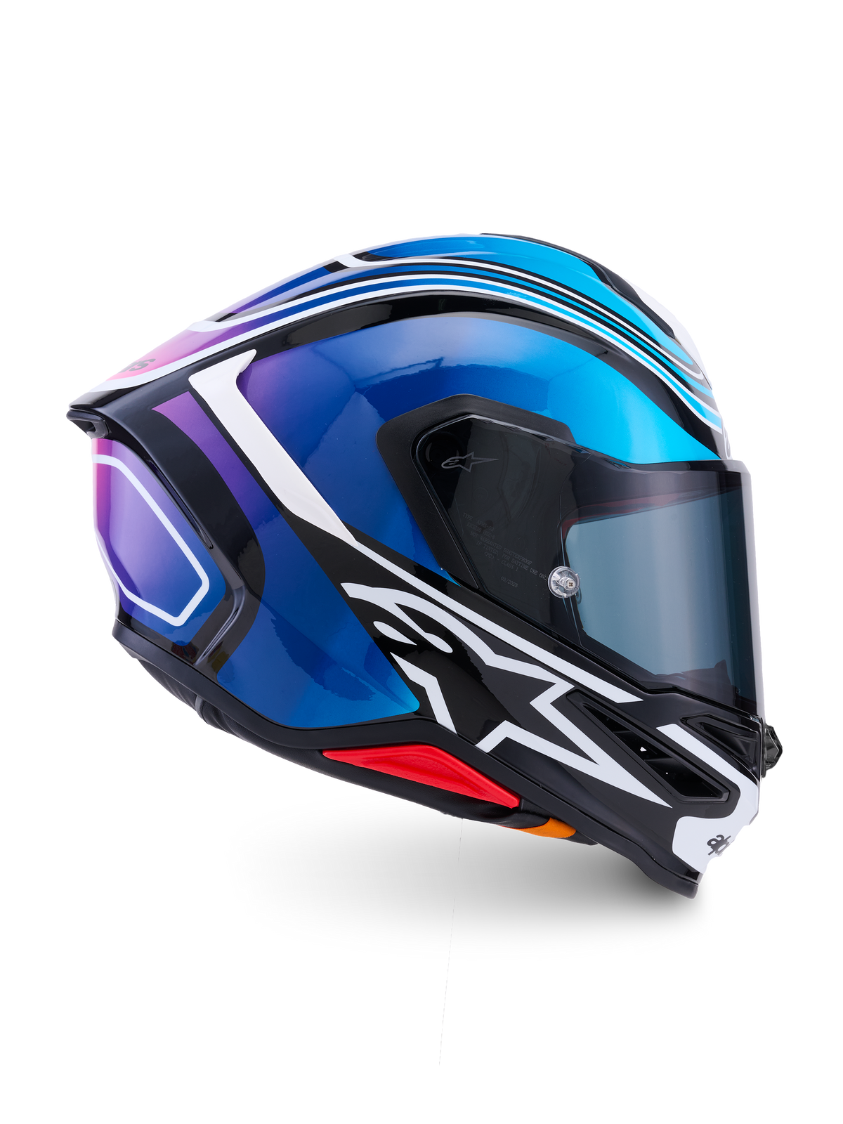 Alpinestars S-R7 Zeal Helmet ECE 22.06, full face motorcycle racing helmet, Black, Blue, and White Glossy, carbon construction